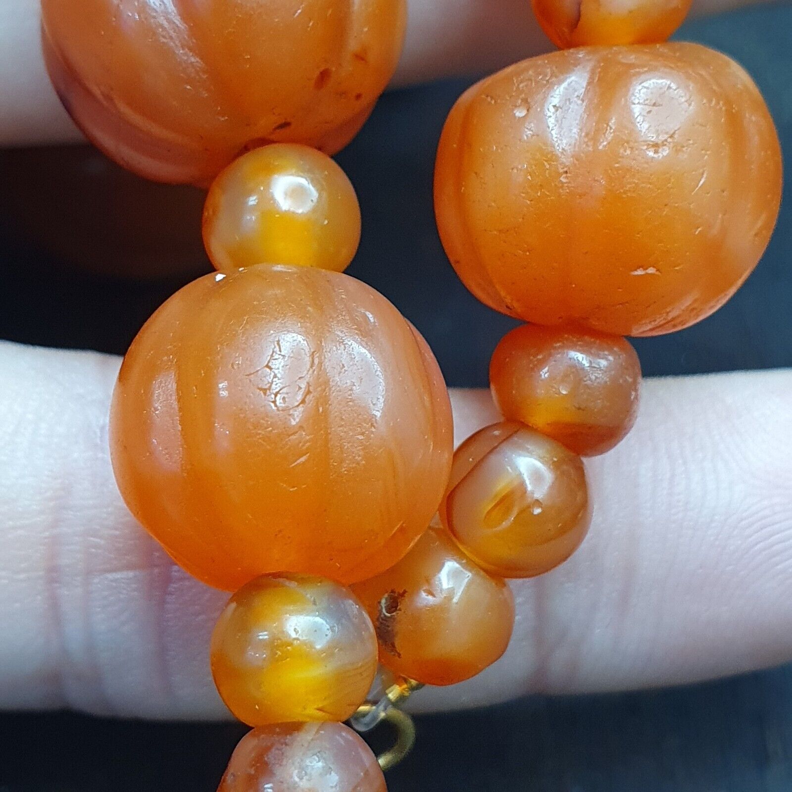 Old Ancient Indo Tibetan Carnelian Pema Raka Amulet Prayer Beads Jewelry