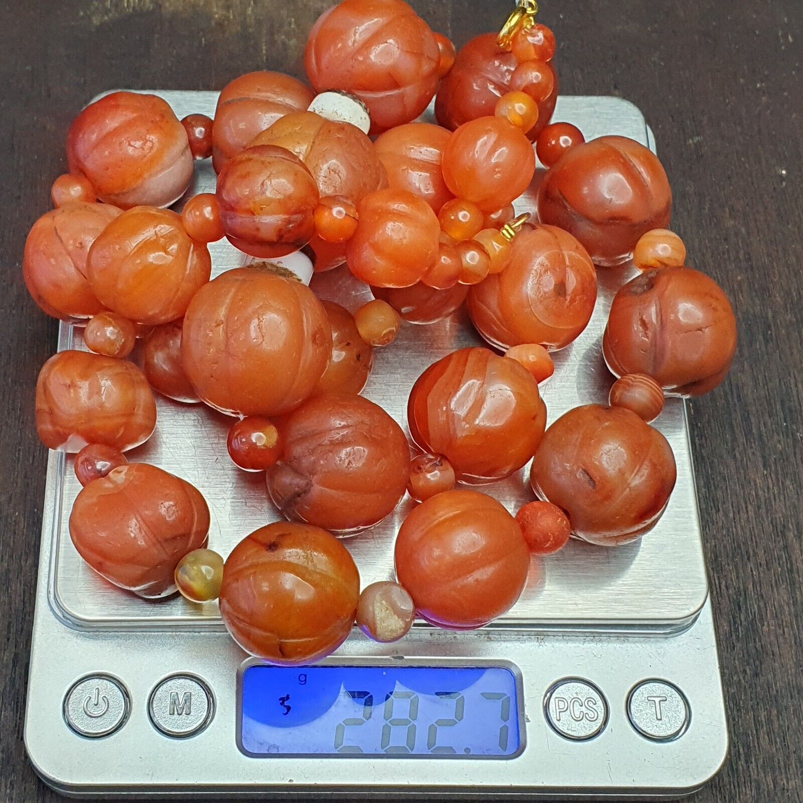 Old Ancient Indo Tibetan Carnelian Pema Raka Amulet Prayer Beads Jewelry