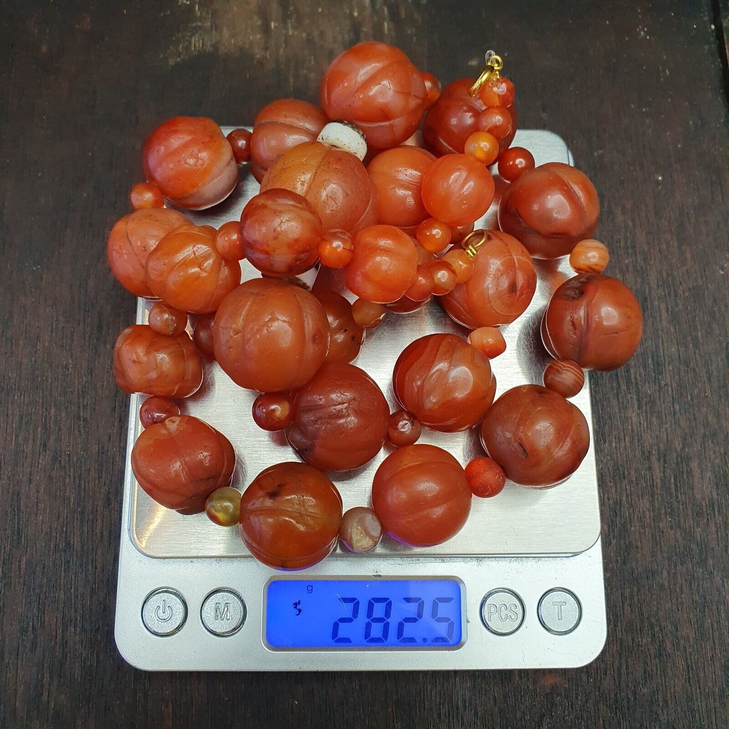 古老印度西藏紅玉髓 Pema Raka 護身符念珠珠寶