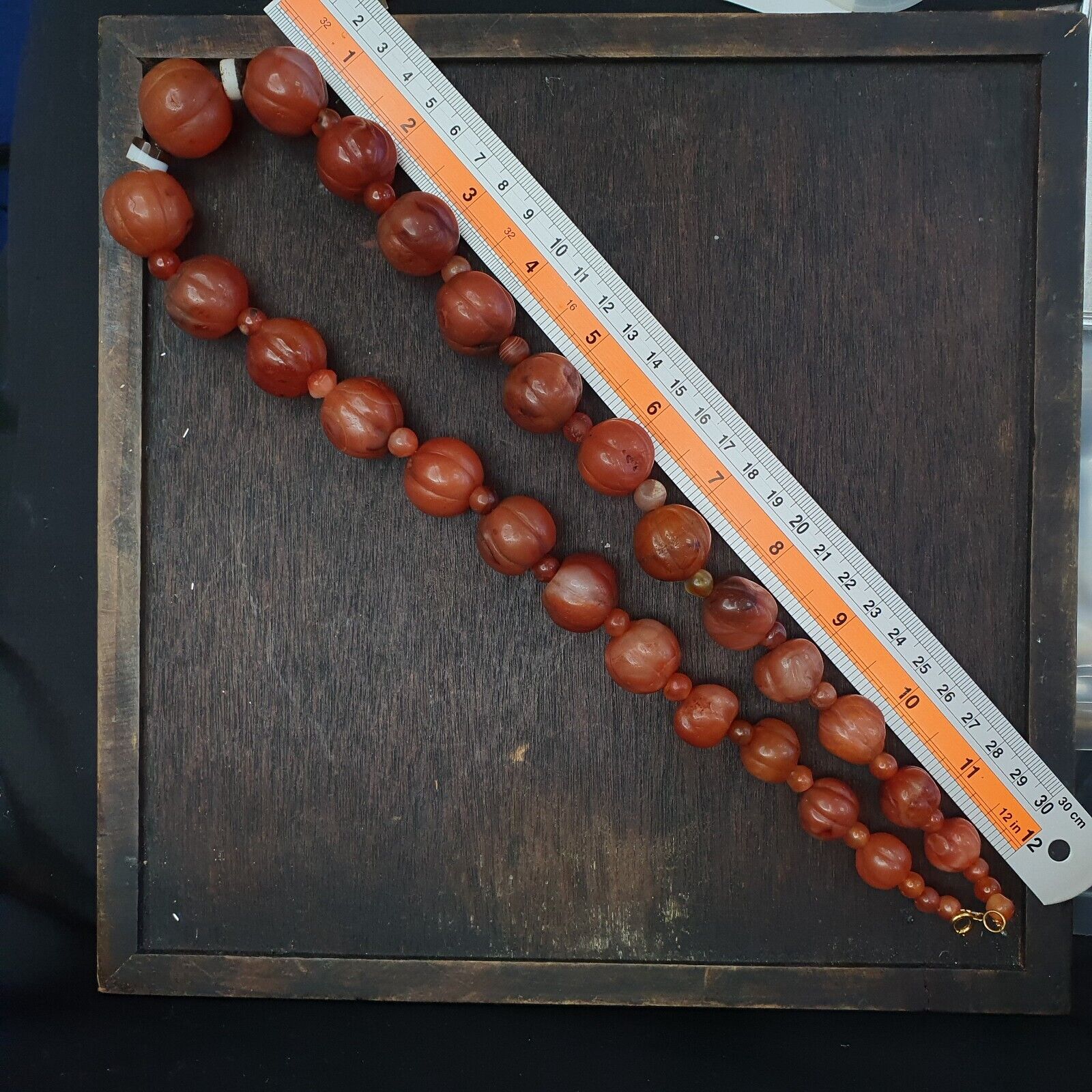 Old Ancient Indo Tibetan Carnelian Pema Raka Amulet Prayer Beads Jewelry