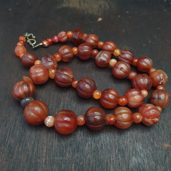 Old Ancient Indo Tibetan Carnelian Agate Beads Amulet Beads Jewelry Necklace