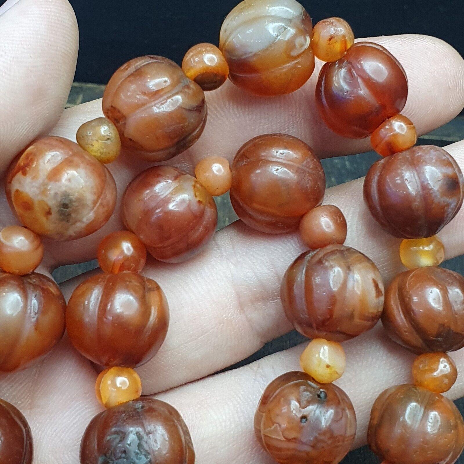 Old Ancient Indo Tibetan Carnelian Agate Beads Amulet  Beads Jewelry necklace