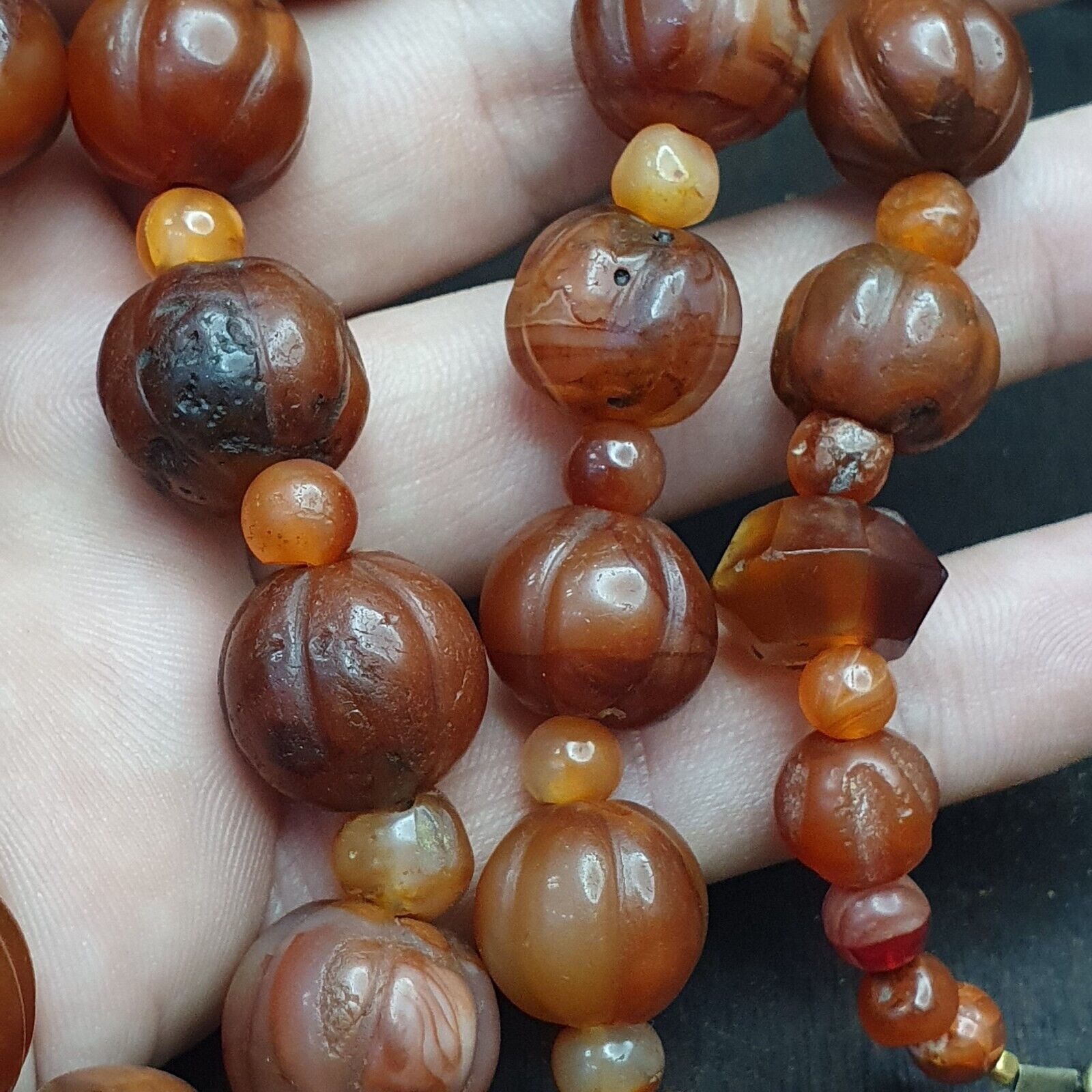 Old Ancient Indo Tibetan Carnelian Agate Beads Amulet  Beads Jewelry necklace
