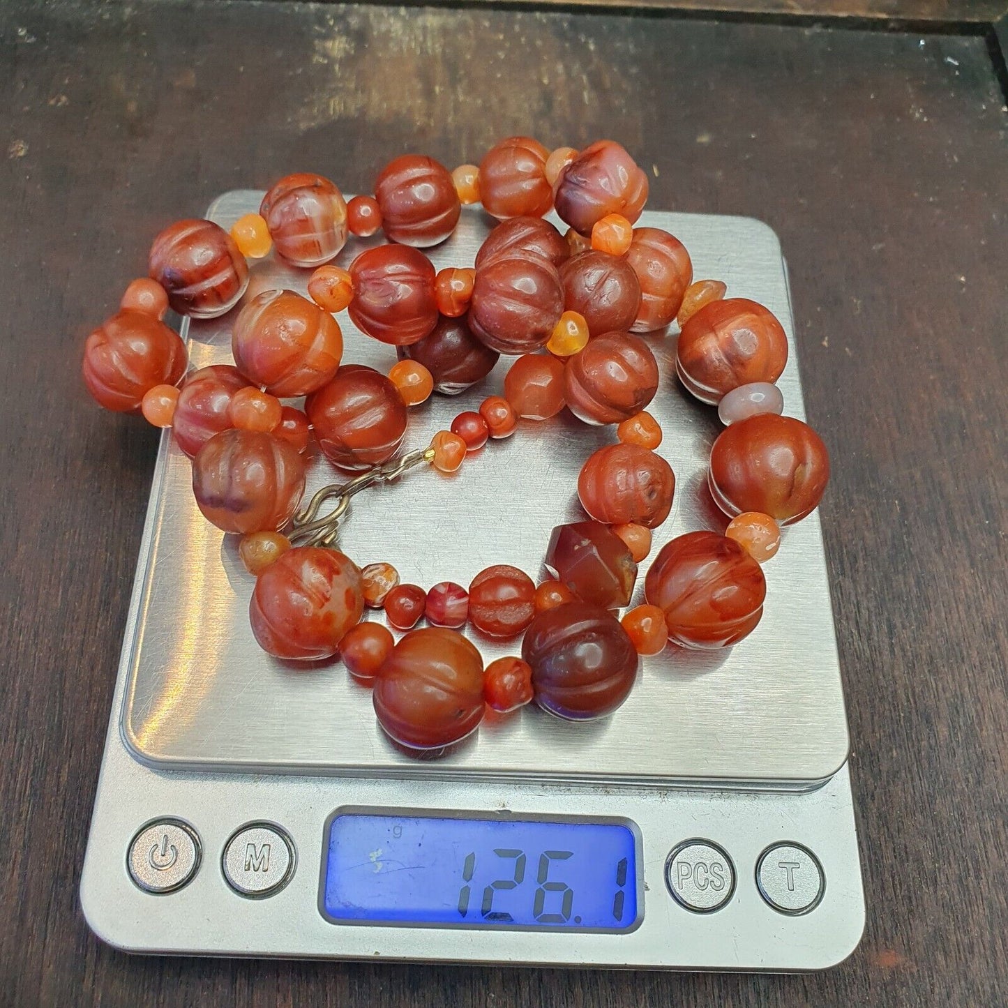 古老印度藏紅玉髓瑪瑙珠護身符珠珠寶項鍊