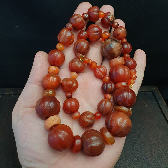 Old Ancient Indo Tibetan Carnelian Agate Beads Amulet Beads Jewelry Necklace