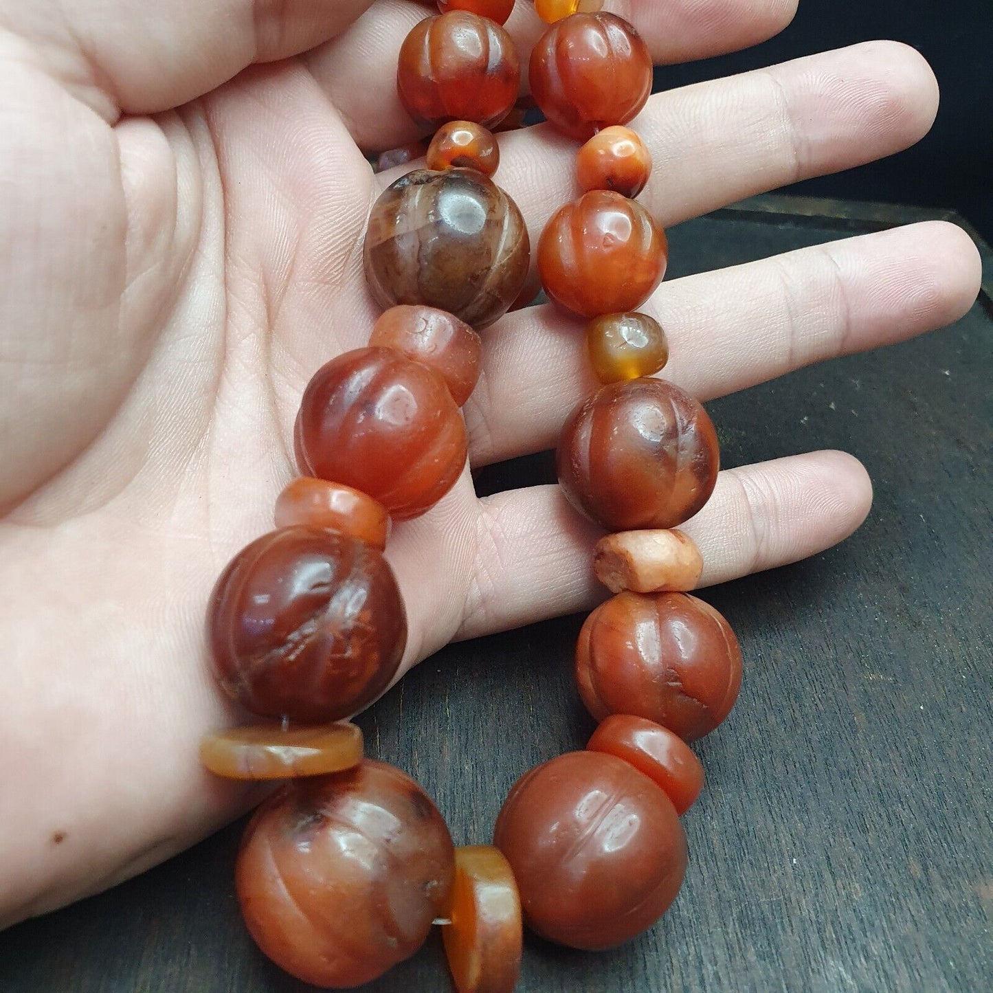 古老印度藏紅玉髓瑪瑙珠護身符珠珠寶項鍊