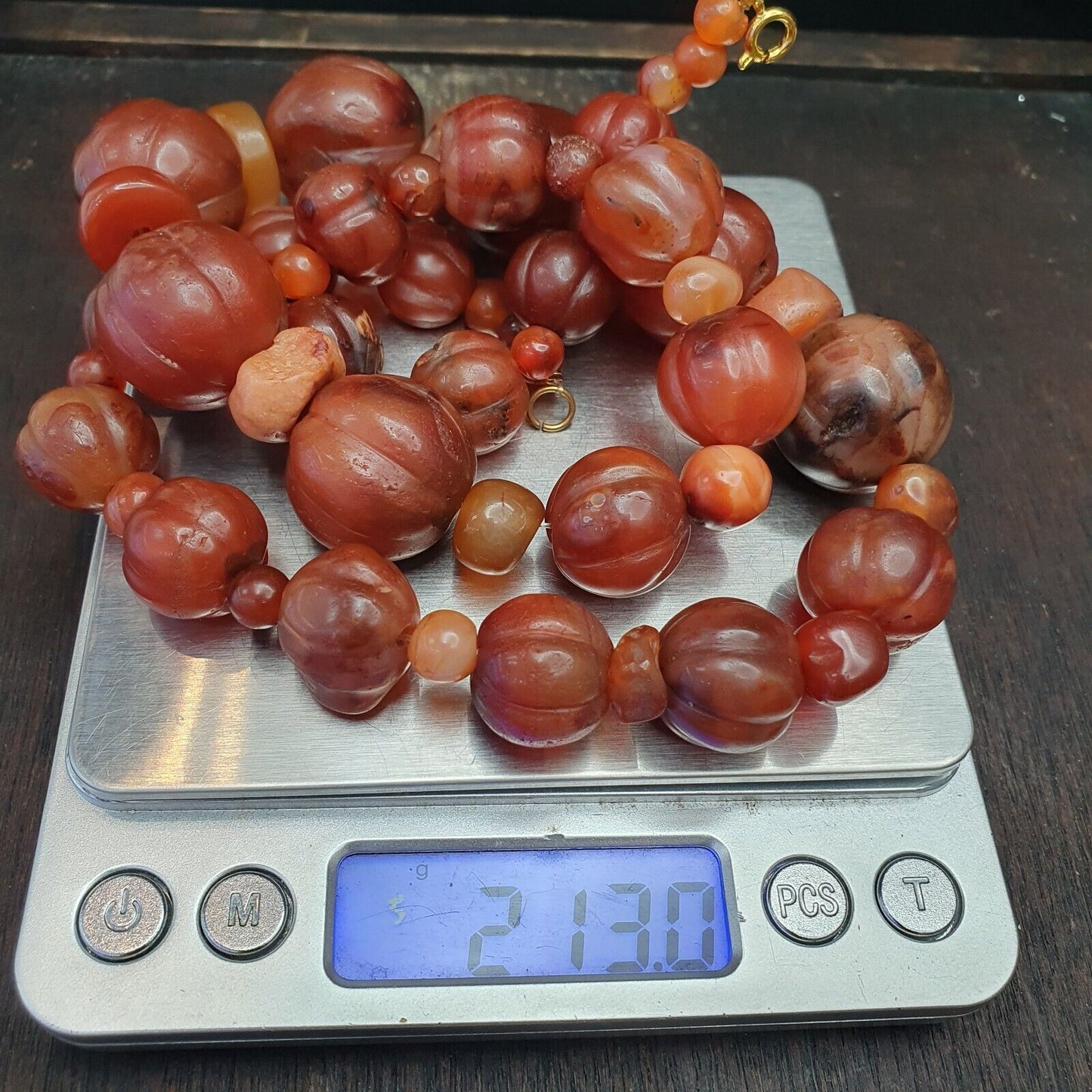 古老印度藏紅玉髓瑪瑙珠護身符珠珠寶項鍊
