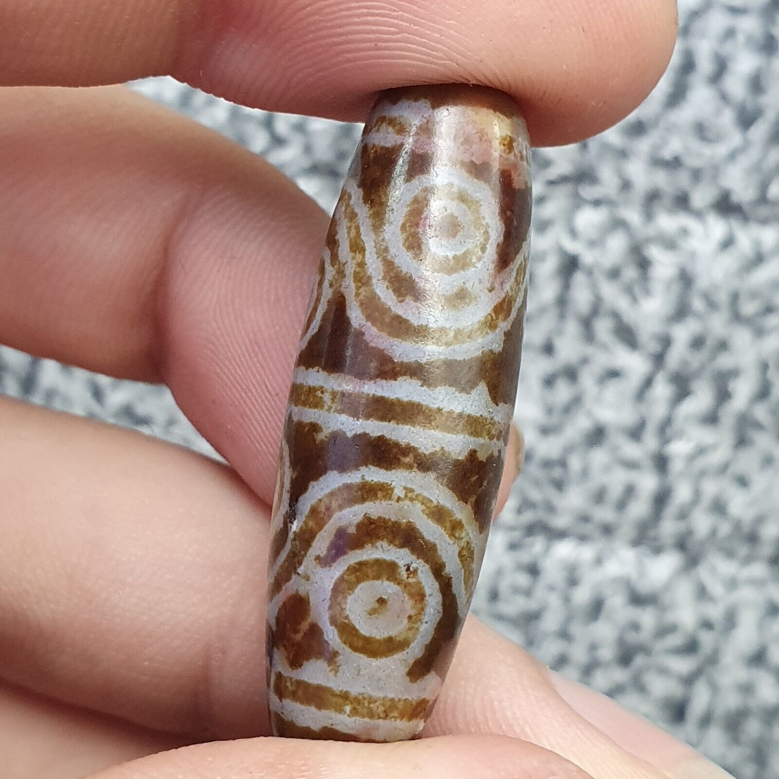 OLD Indo Tibetan Eyes Beads unique Patterns Dzi Amulet Beads