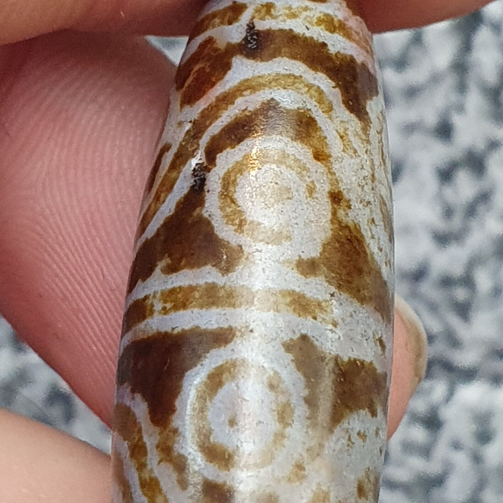 OLD Indo Tibetan Eyes Beads unique Patterns Dzi Amulet Beads