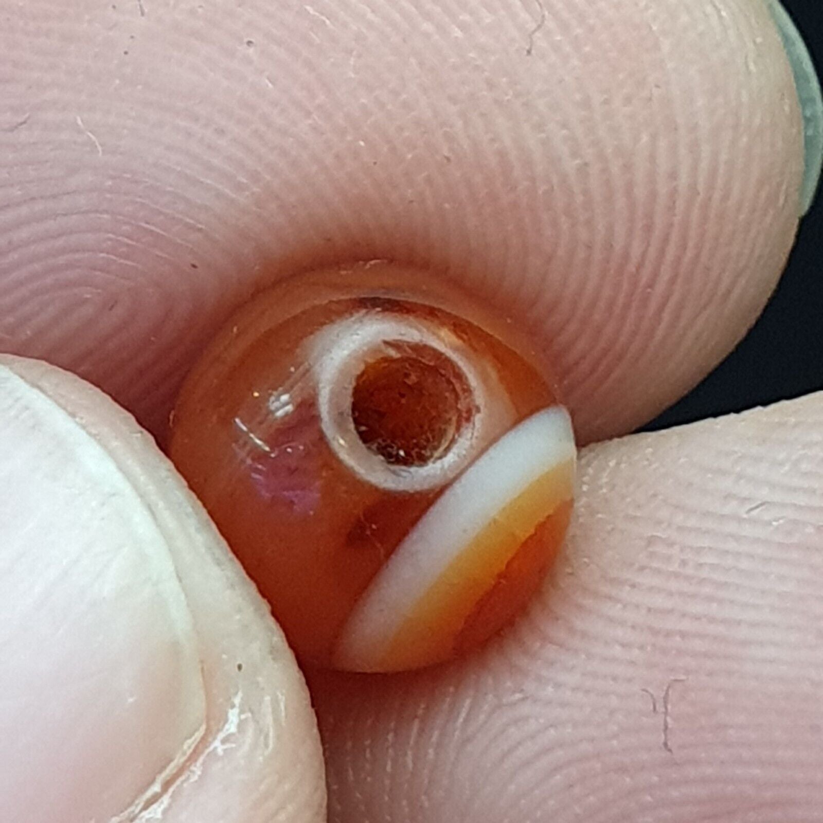 Antique old Middle Eastern Old YEMENI Eye carnelian Agate bead Amulet