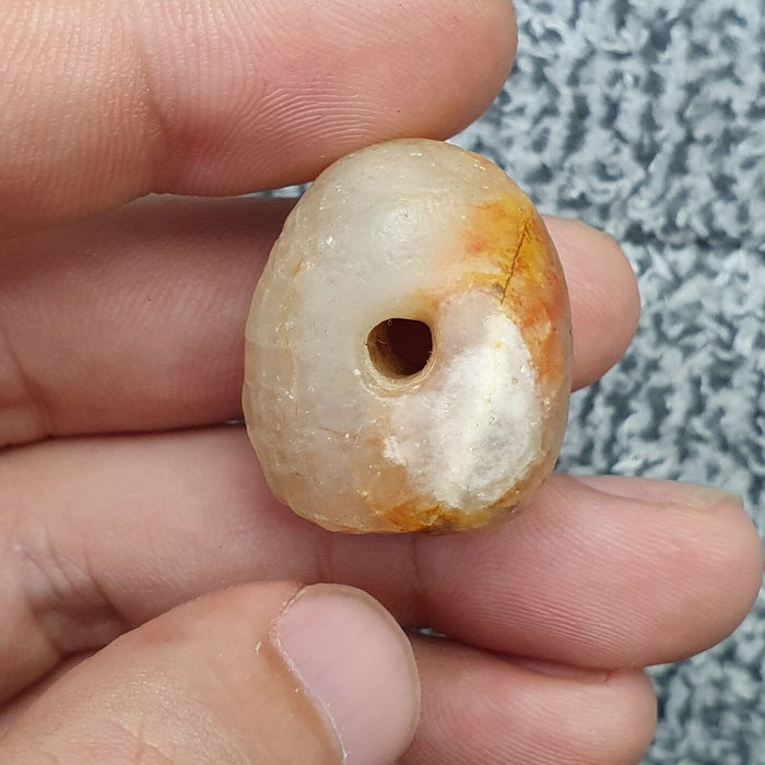 Antique Old Middle Eastern Marble Stone Stamp Bead Amulet