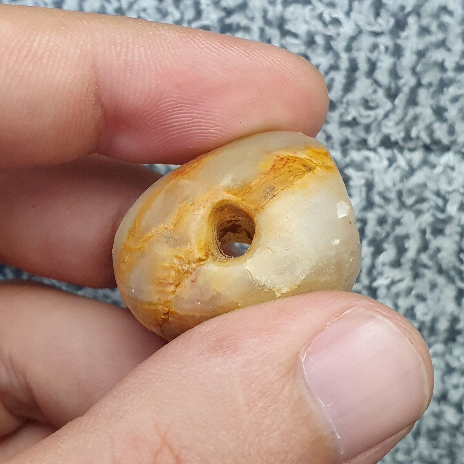 Antique old Middle Eastern Marble Stone Stamp bead  Amulet