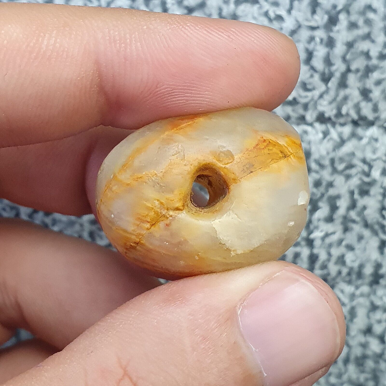 Antique old Middle Eastern Marble Stone Stamp bead  Amulet