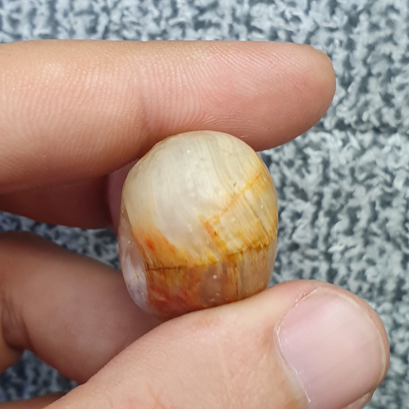 Antique old Middle Eastern Marble Stone Stamp bead  Amulet