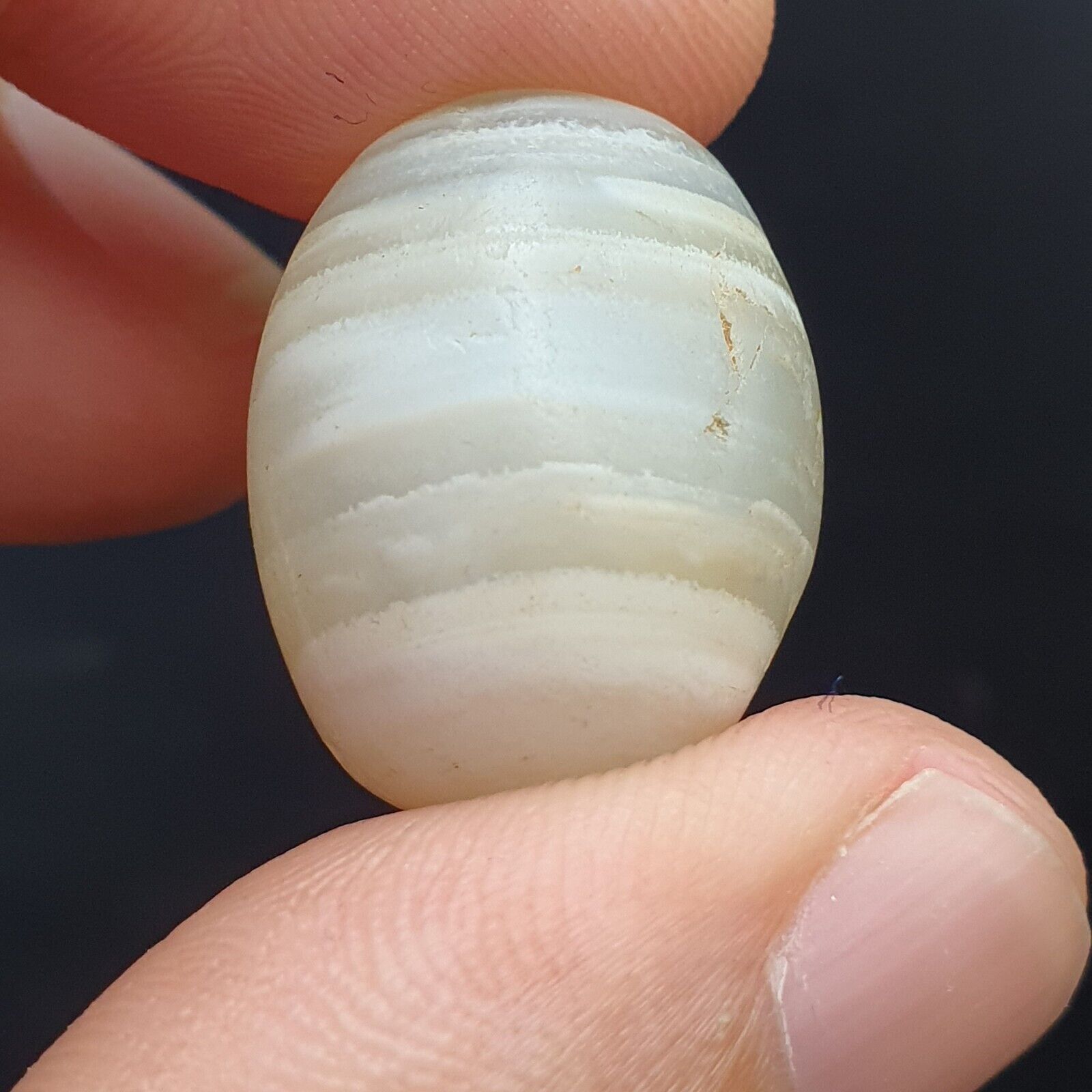 Antique old Middle Eastern Old YEMENI White Agate bead Amulet