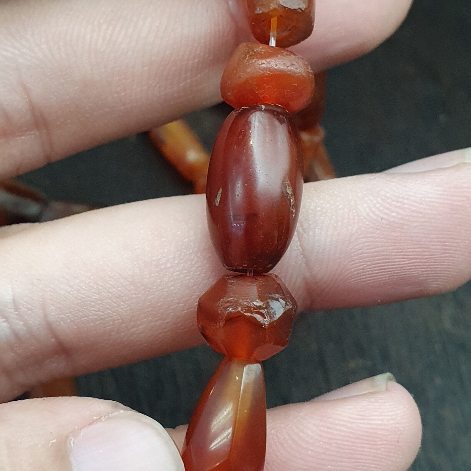 Ancient old beads Indo Tibetan Himalayan carnelian Agate Beads MALA Necklace