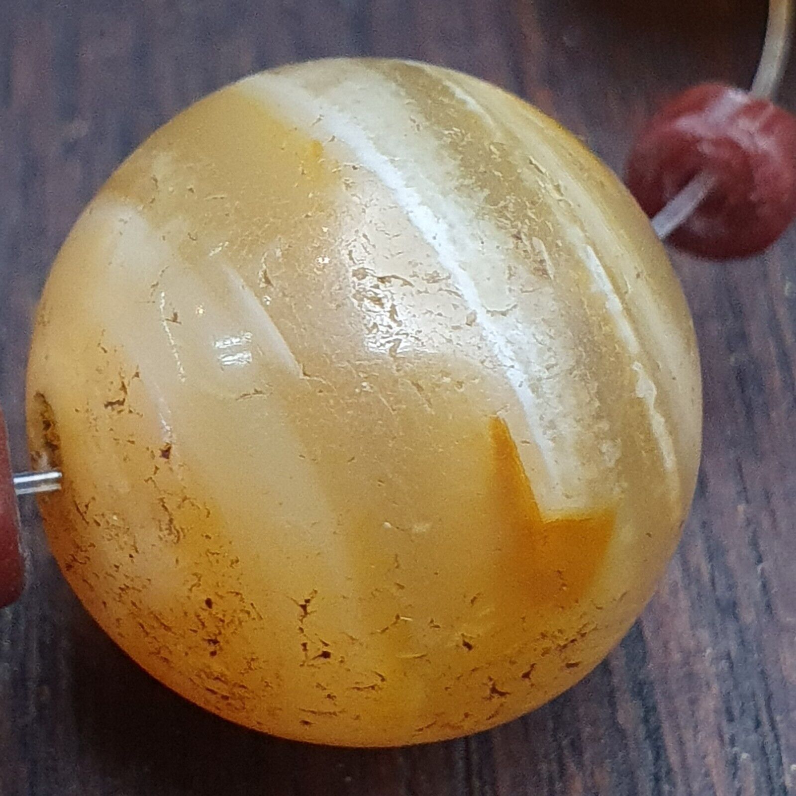 Lot 5 Ancient Antique INDO Himalayan yellow Agate Soleimani Banded Agate Beads