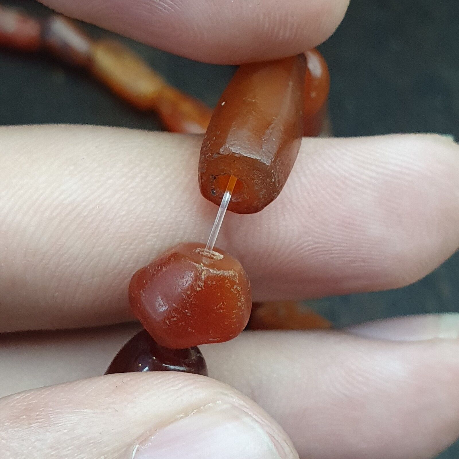 Ancient old beads Indo Tibetan Himalayan carnelian Agate Beads MALA Necklace