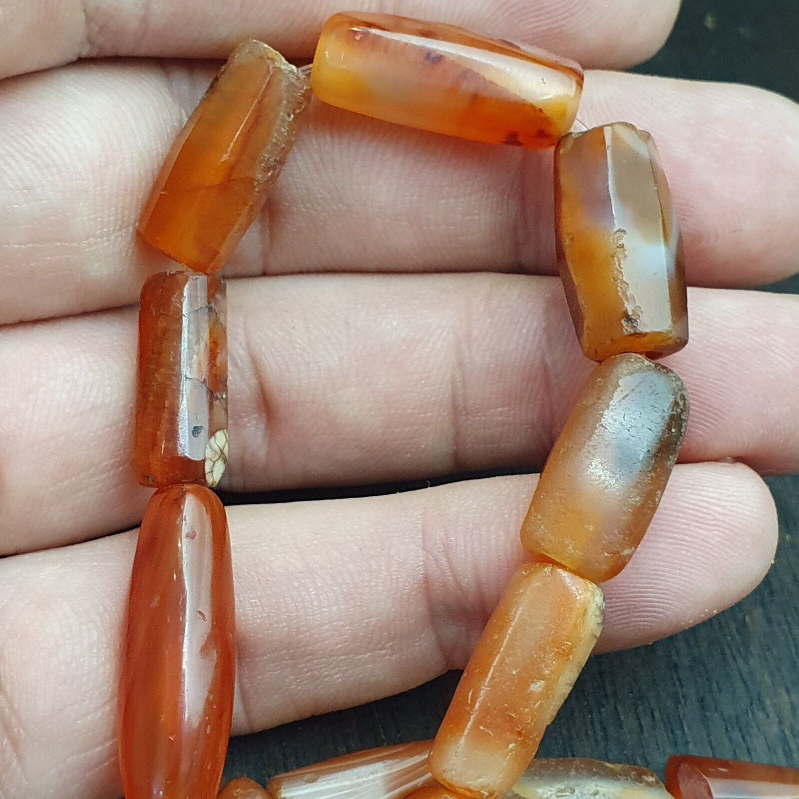 Ancient old beads Indo Tibetan Himalayan carnelian Agate Beads MALA Necklace