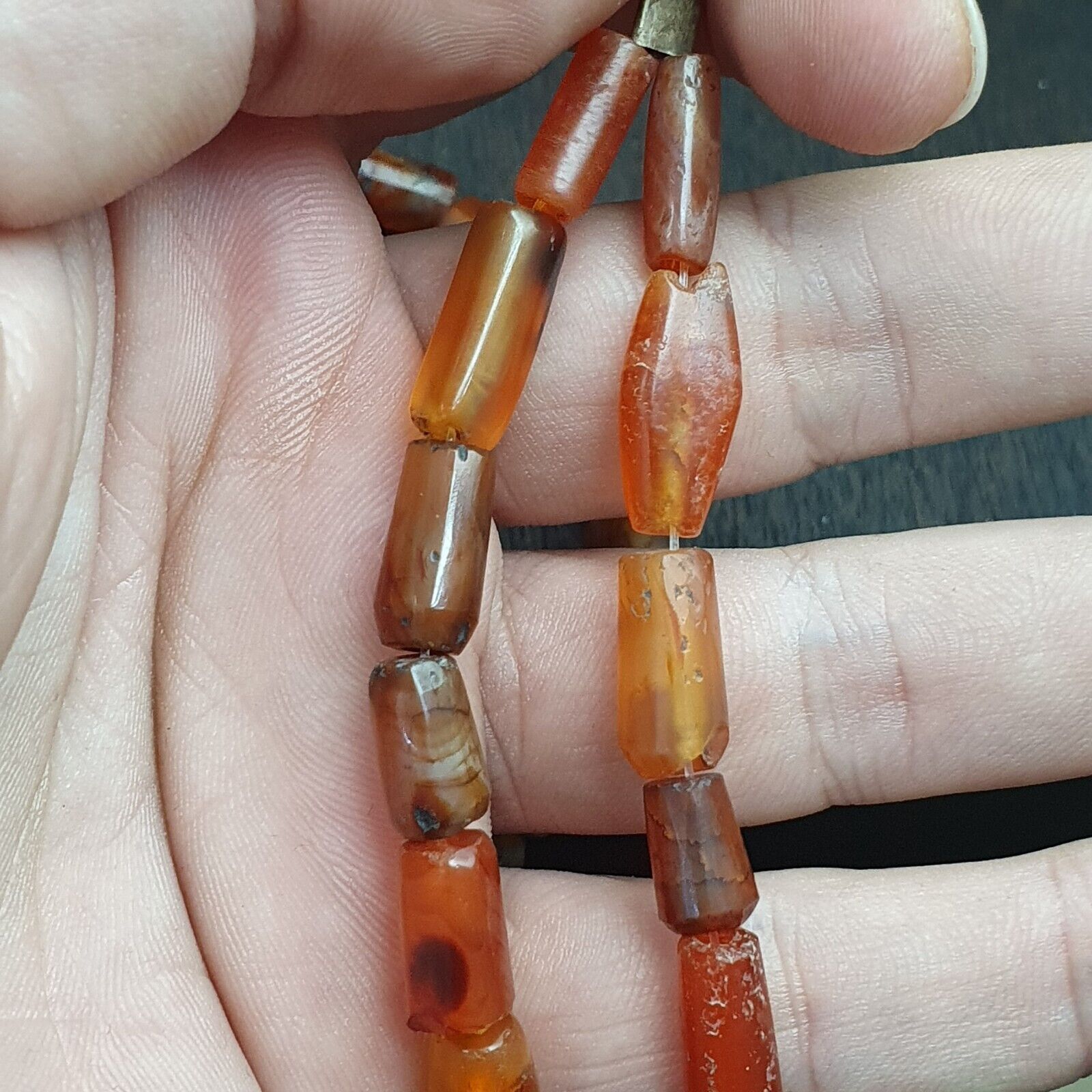 Ancient old beads Indo Tibetan Himalayan carnelian Agate Beads MALA Necklace