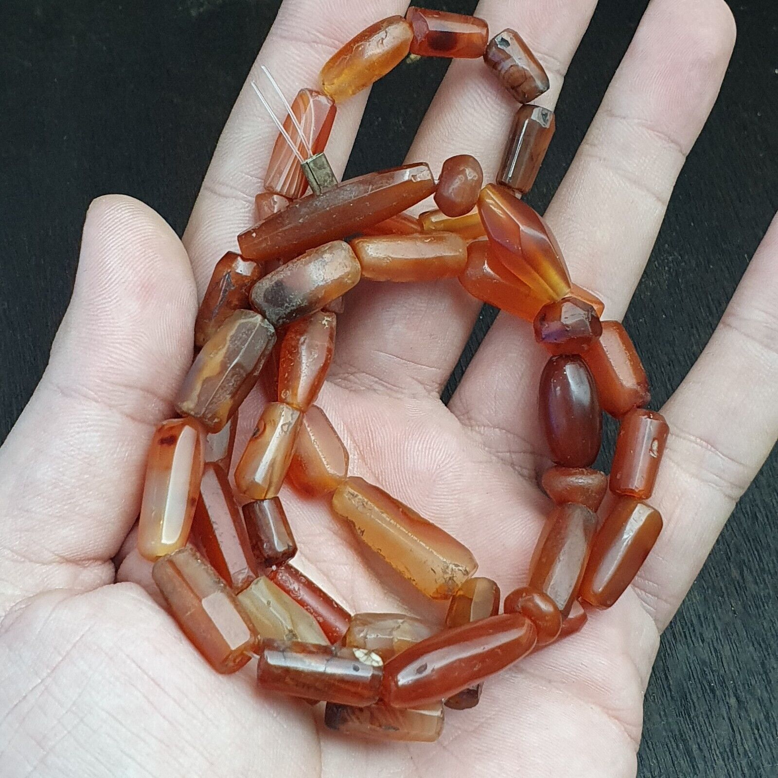 Ancient old beads Indo Tibetan Himalayan carnelian Agate Beads MALA Necklace