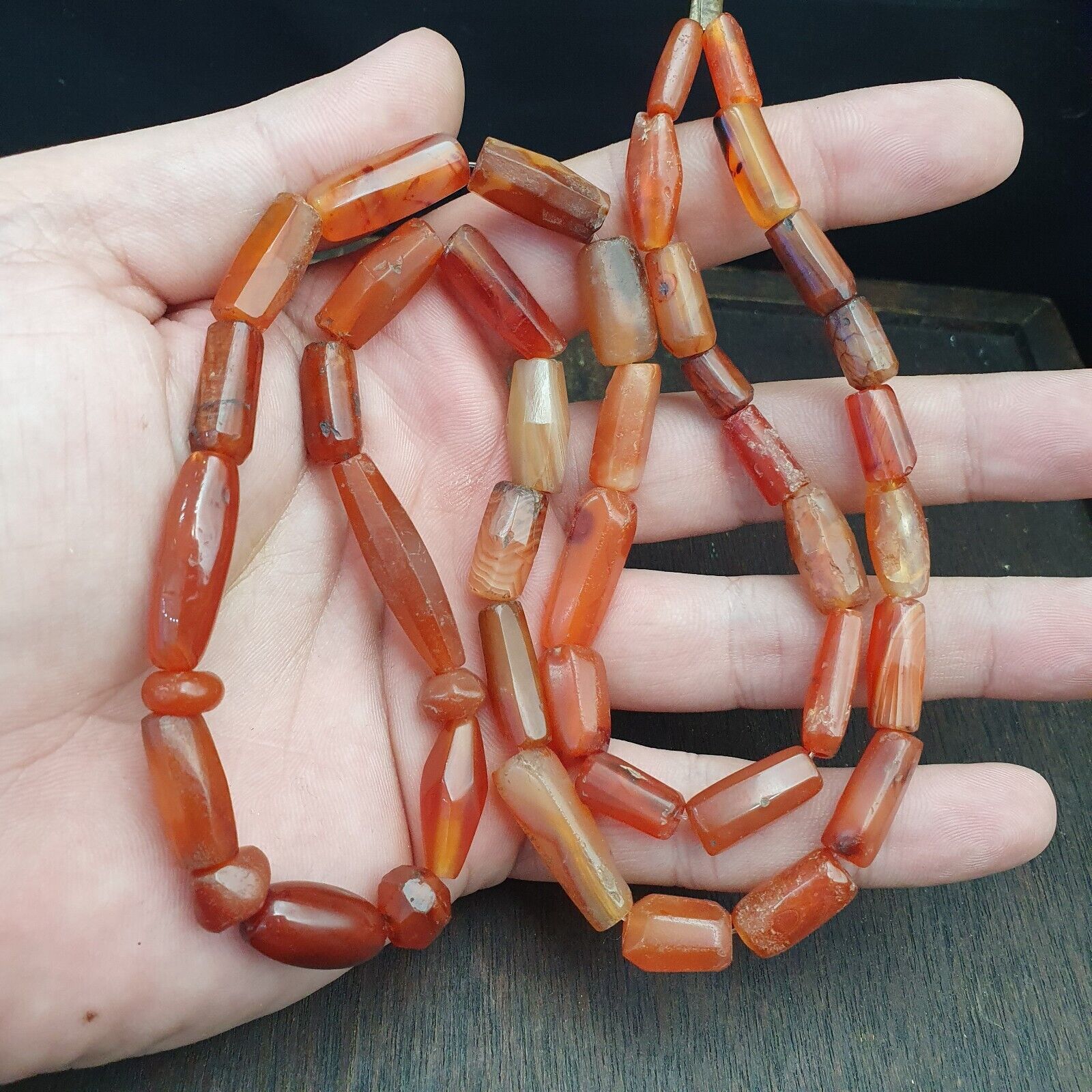 Ancient old beads Indo Tibetan Himalayan carnelian Agate Beads MALA Necklace