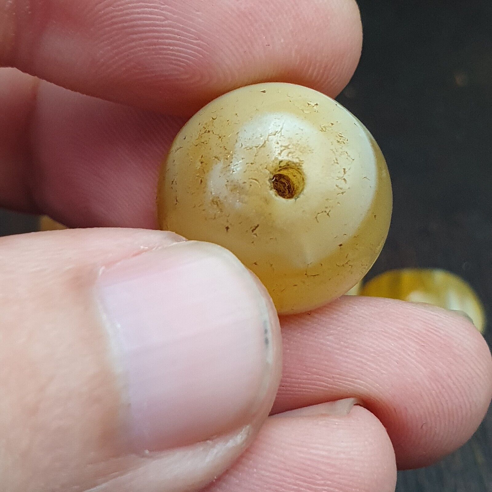 Lot 5 Ancient Antique INDO Himalayan yellow Agate Soleimani Banded Agate Beads