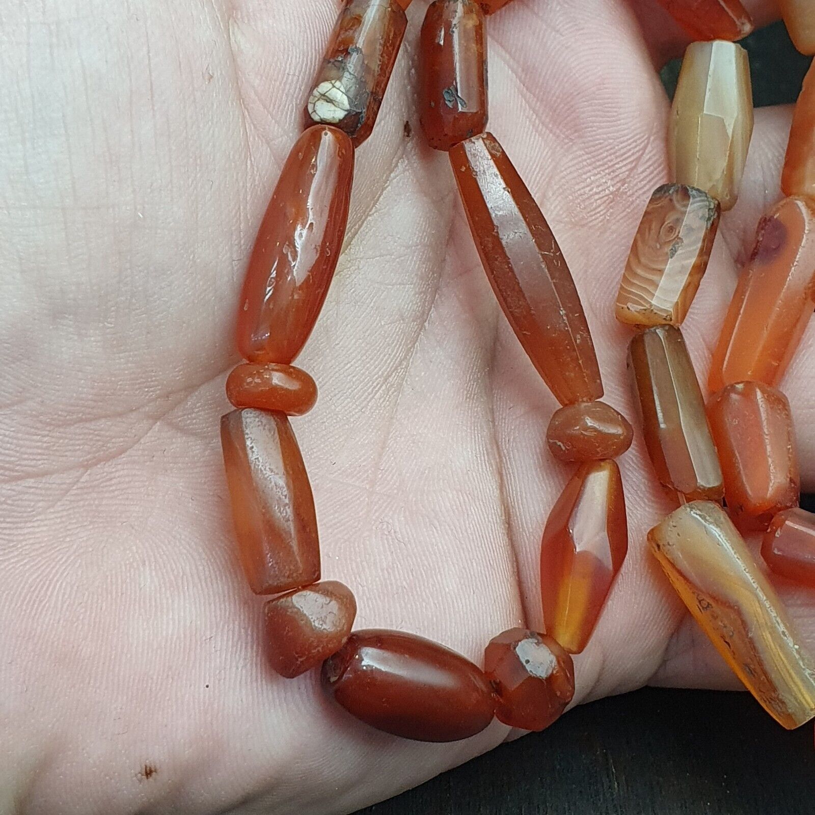 Ancient old beads Indo Tibetan Himalayan carnelian Agate Beads MALA Necklace