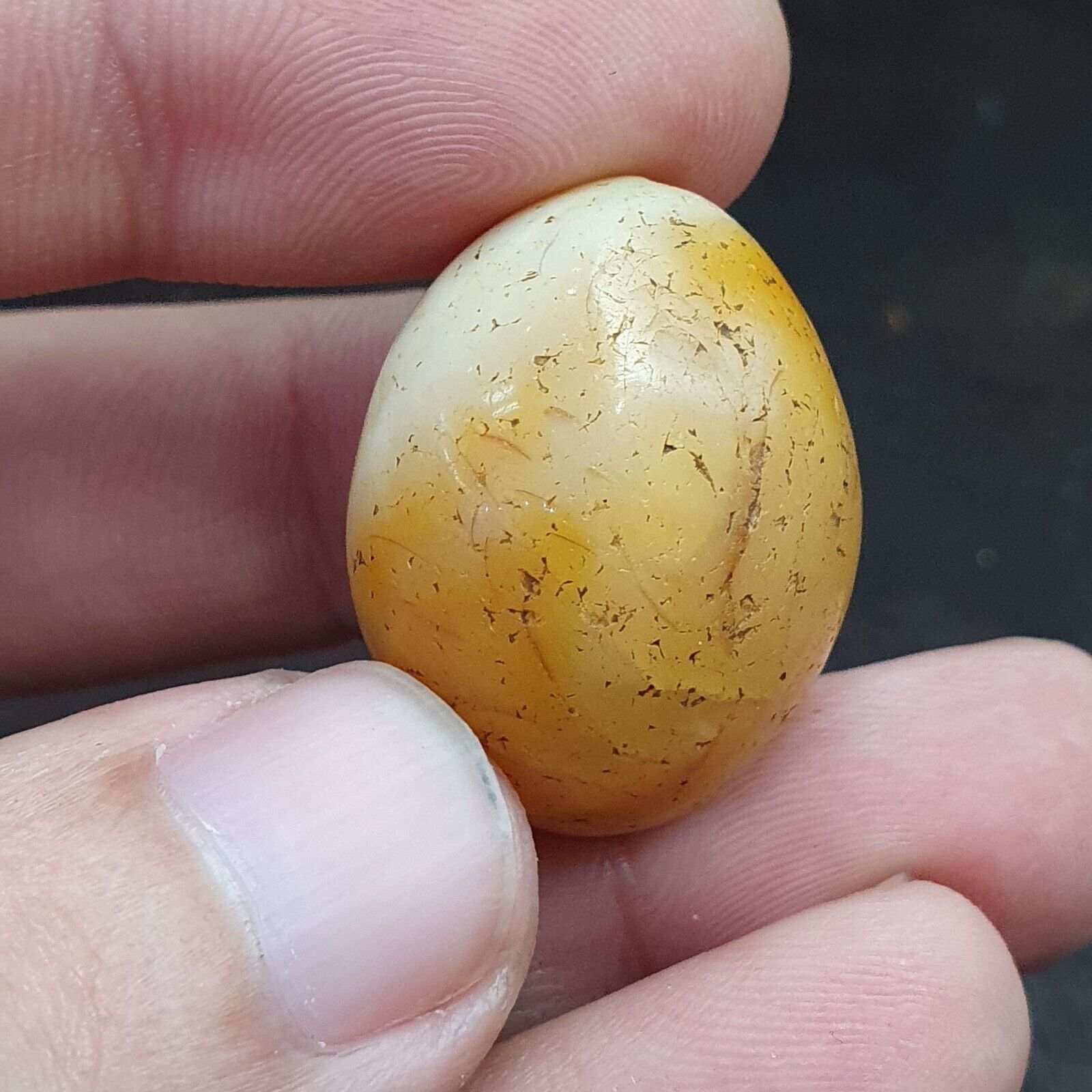 Lot 5 Ancient Antique INDO Himalayan yellow Agate Soleimani Banded Agate Beads