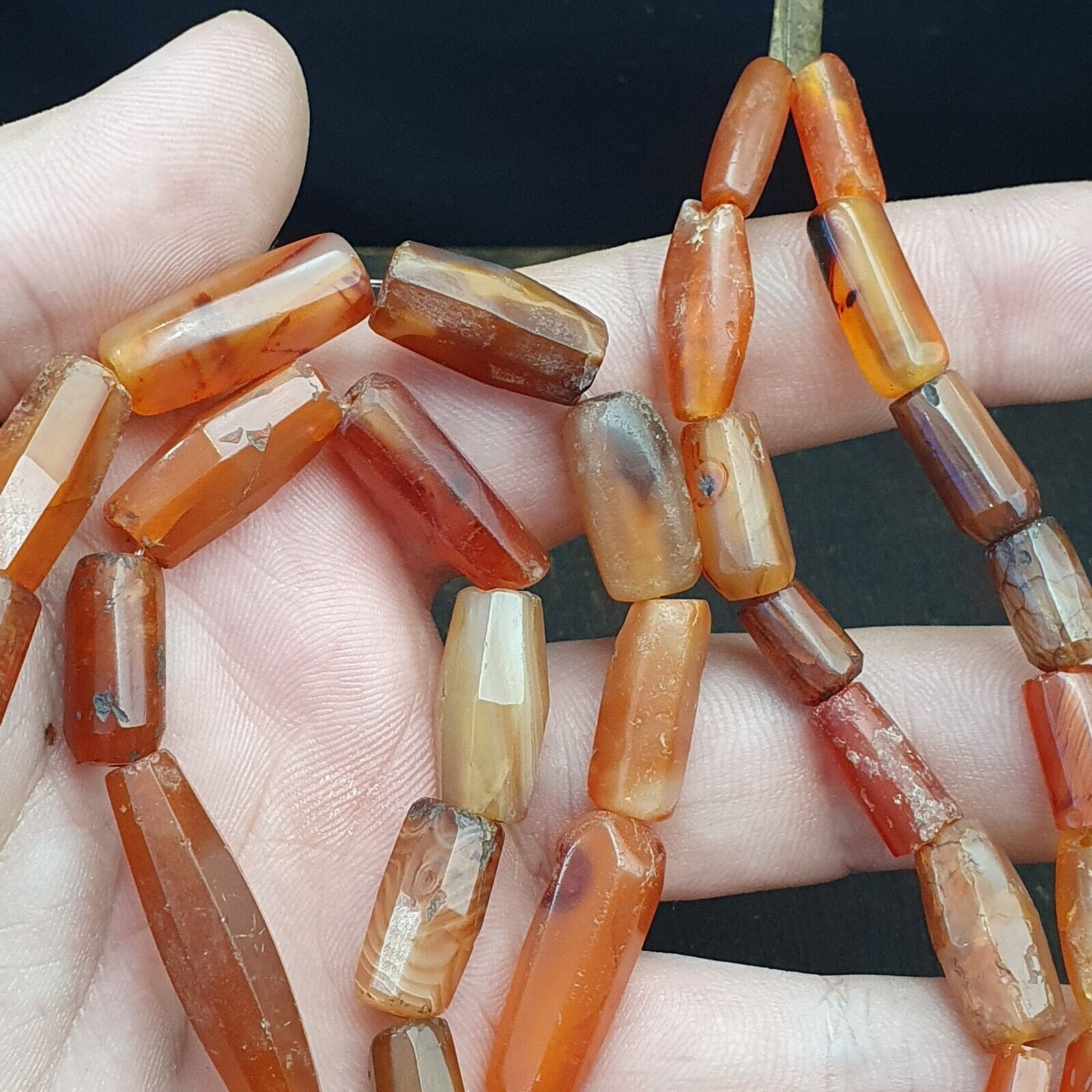 Ancient old beads Indo Tibetan Himalayan carnelian Agate Beads MALA Necklace