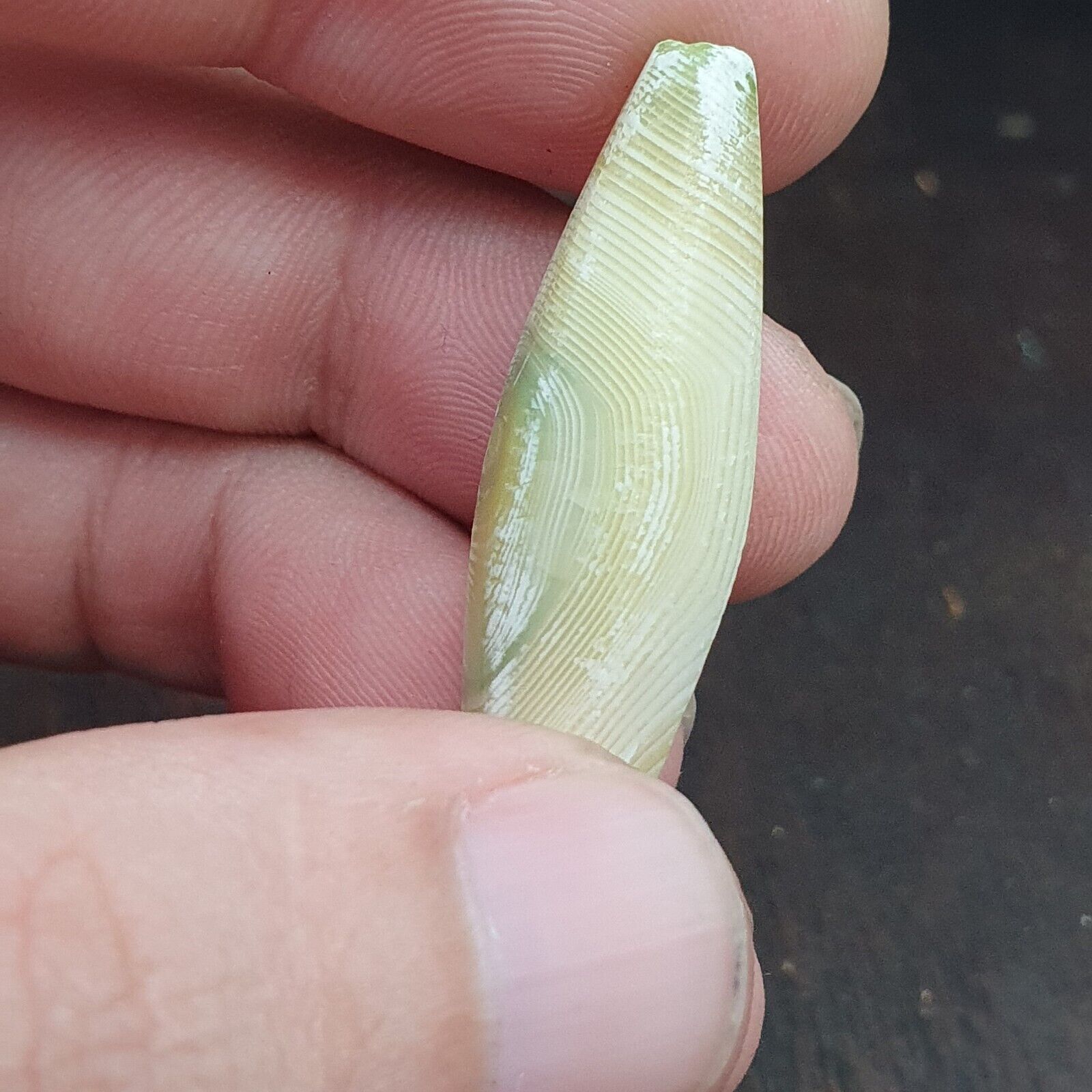 2 OLD Indo Tibetan Eyes Beads unique Patterns green Agate Dzi Amulet Beads