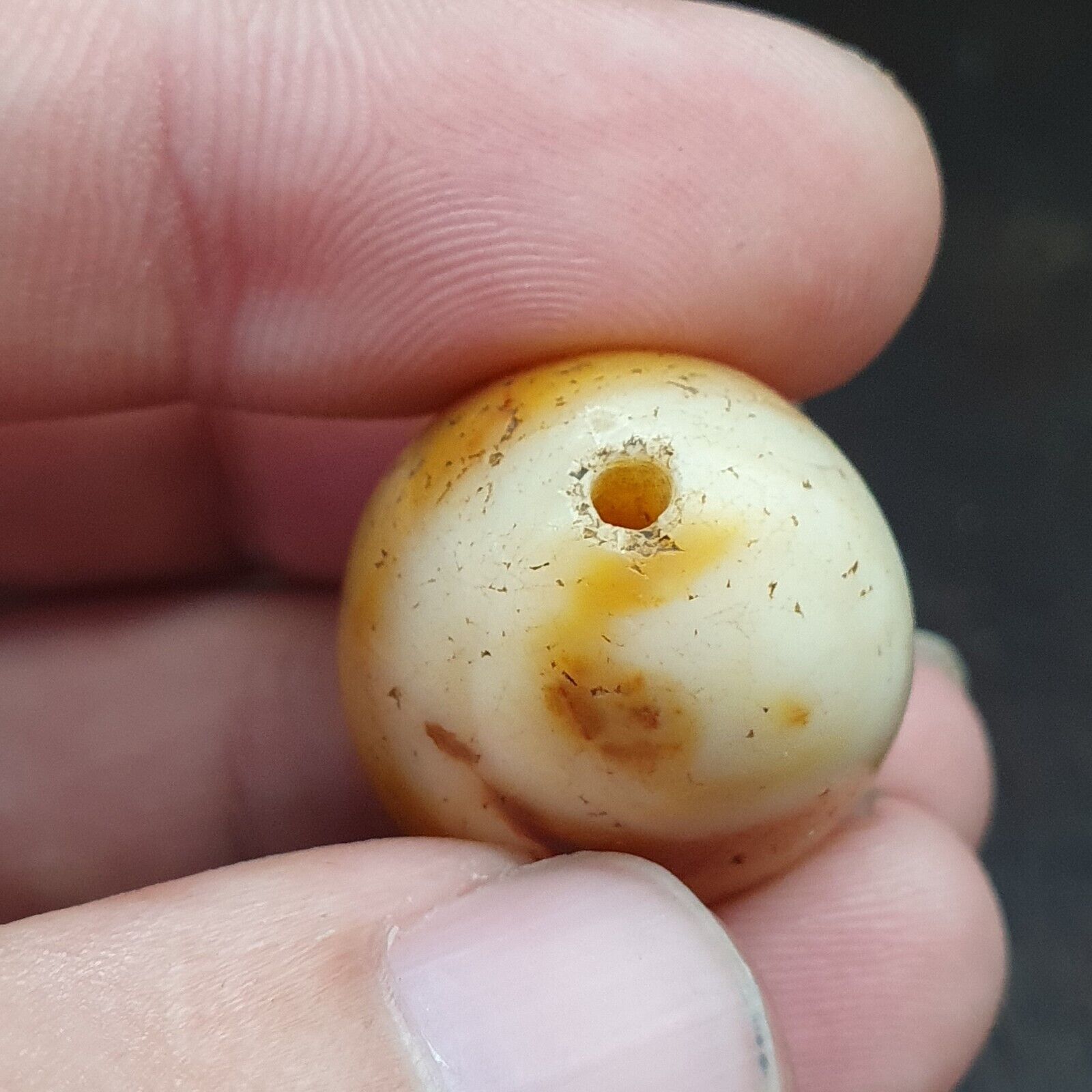 Lot 5 Ancient Antique INDO Himalayan yellow Agate Soleimani Banded Agate Beads