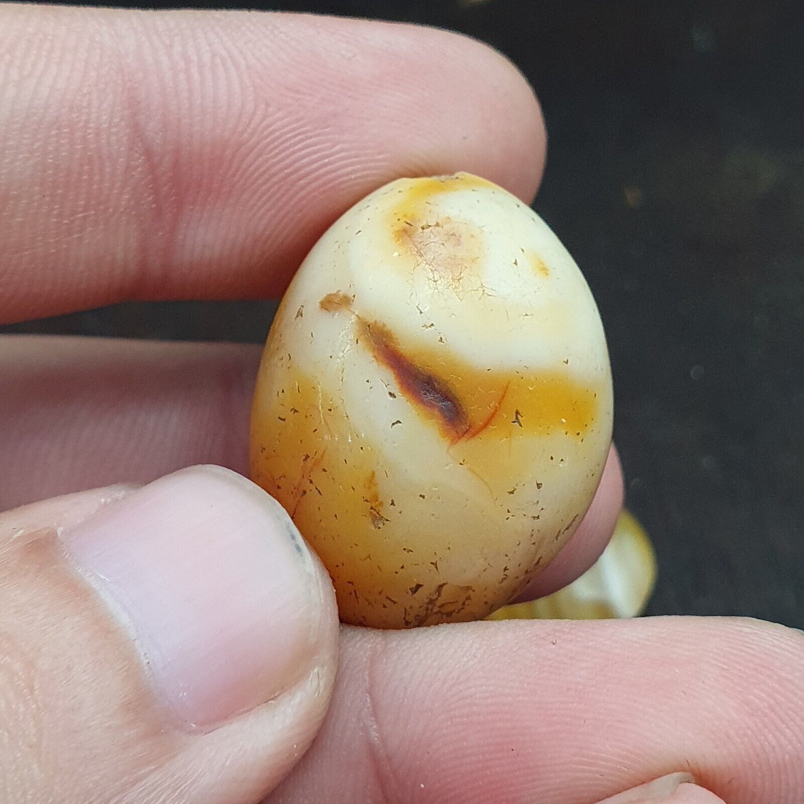 Lot 5 Ancient Antique INDO Himalayan yellow Agate Soleimani Banded Agate Beads