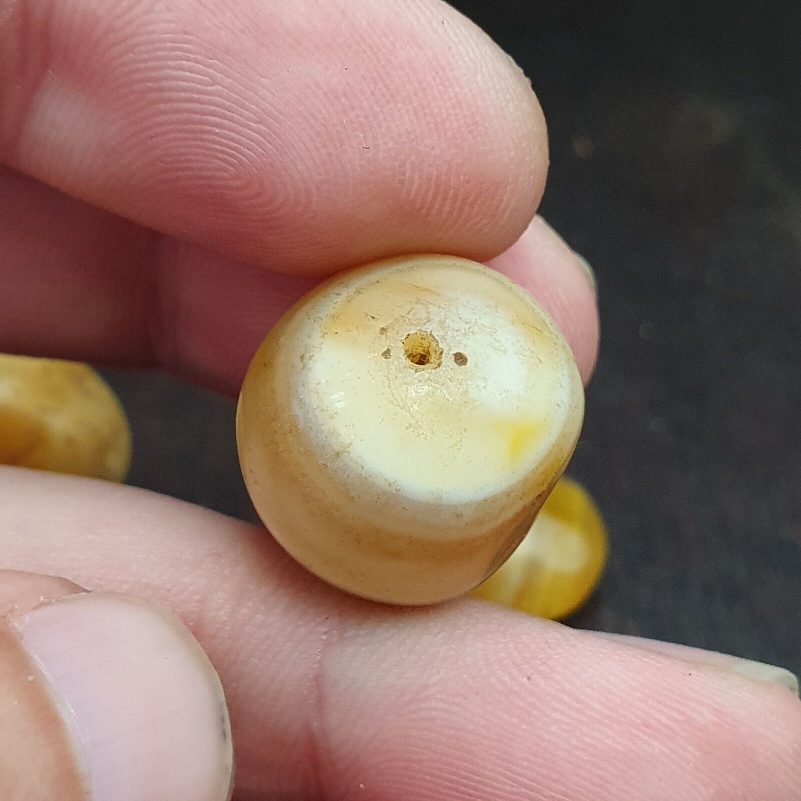 Lot 5 Ancient Antique INDO Himalayan yellow Agate Soleimani Banded Agate Beads