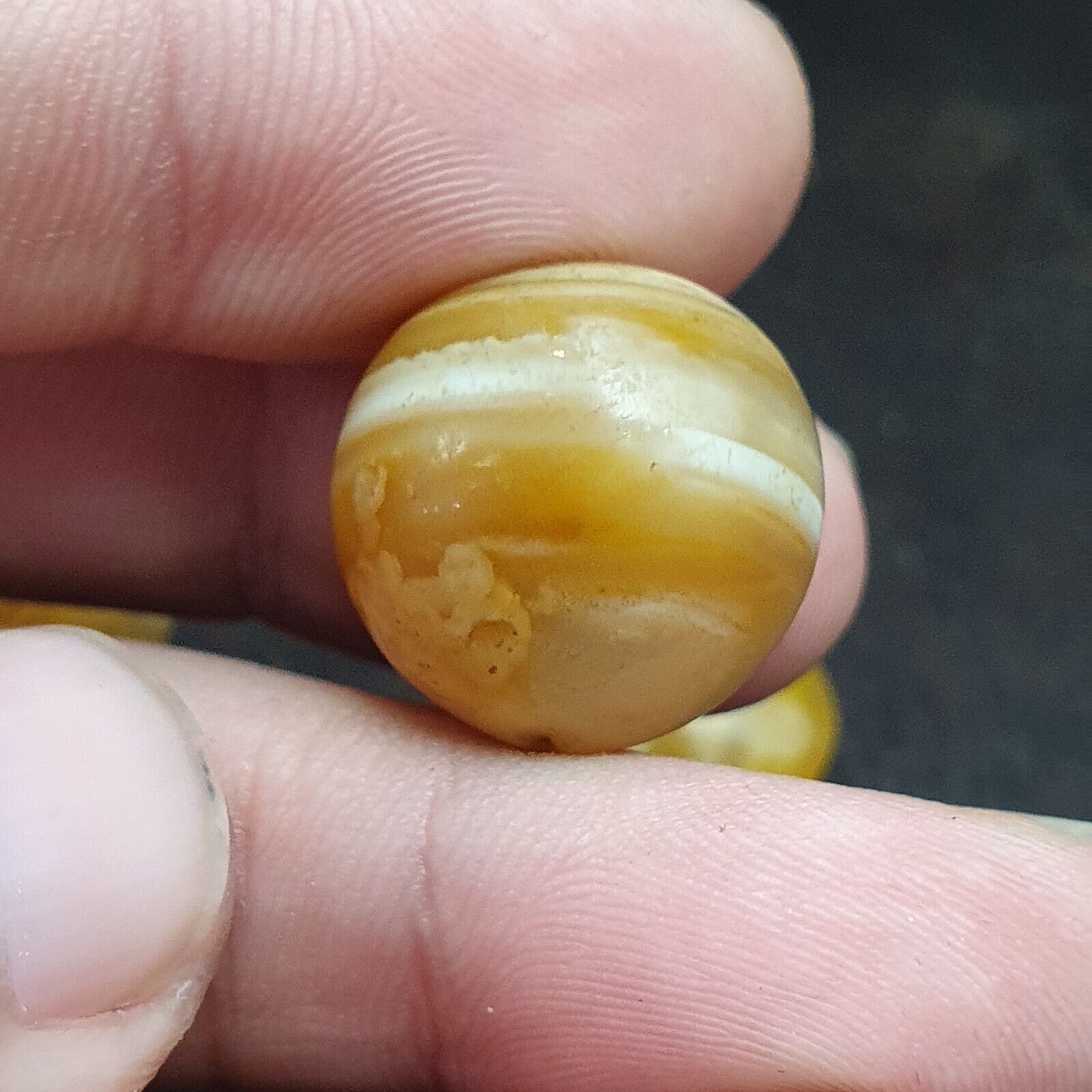 Lot 5 Ancient Antique INDO Himalayan yellow Agate Soleimani Banded Agate Beads