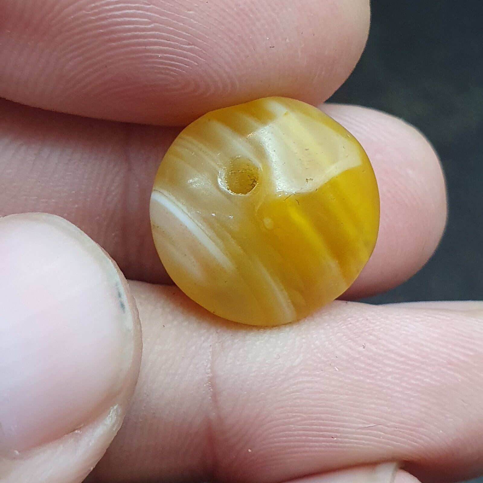 Lot 5 Ancient Antique INDO Himalayan yellow Agate Soleimani Banded Agate Beads