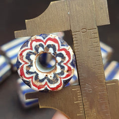 Antique Venetian Trade African Blue Glass Chevron Beads Lot 10 Beads