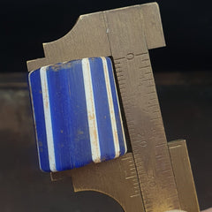 Antique Venetian Trade African Blue Glass Chevron Bead big hole bead