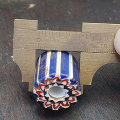 Antique Venetian Trade African Blue Glass Chevron Bead big hole bead