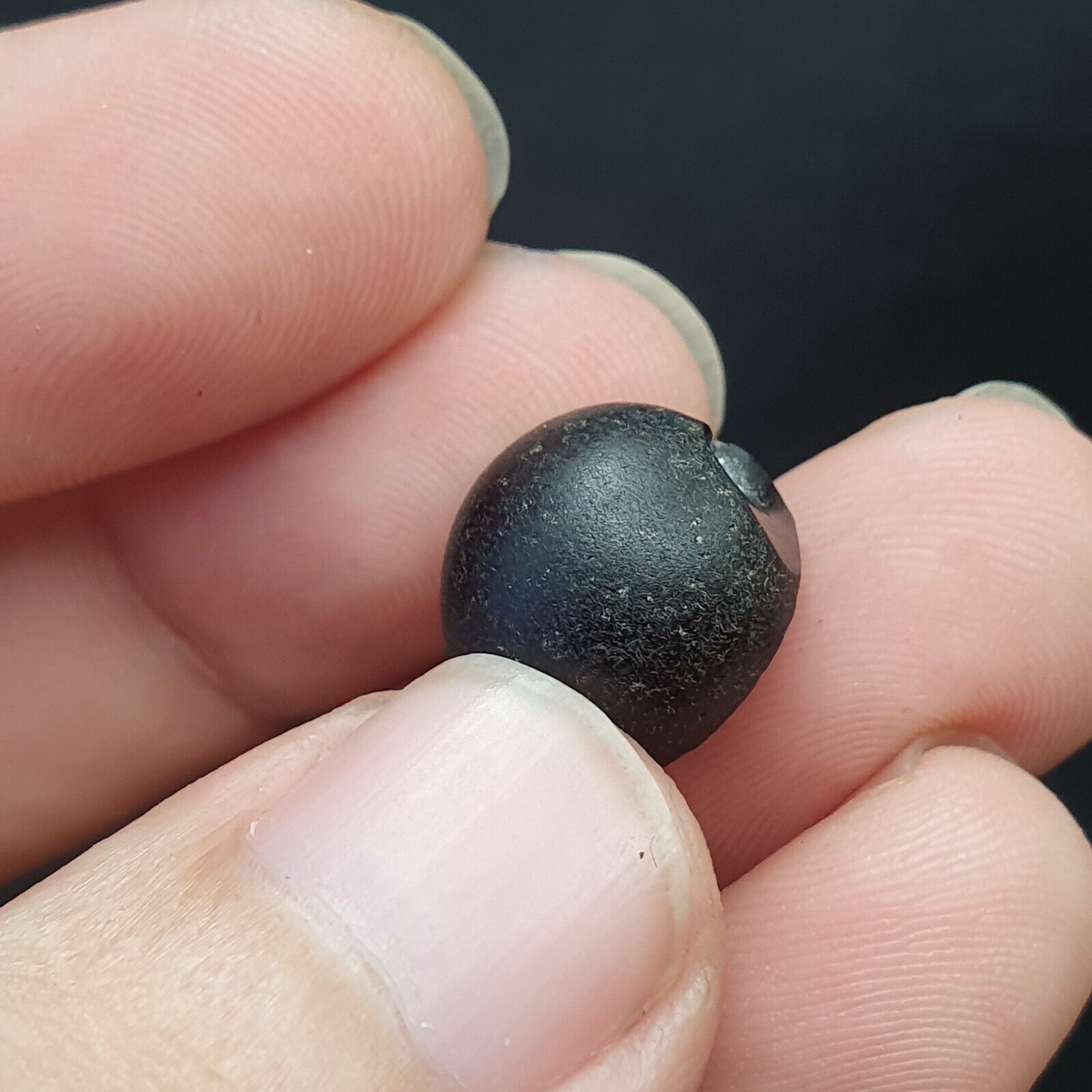 Antique old Himalayan Tibetan Black Stone Seal Agate bead Amulet