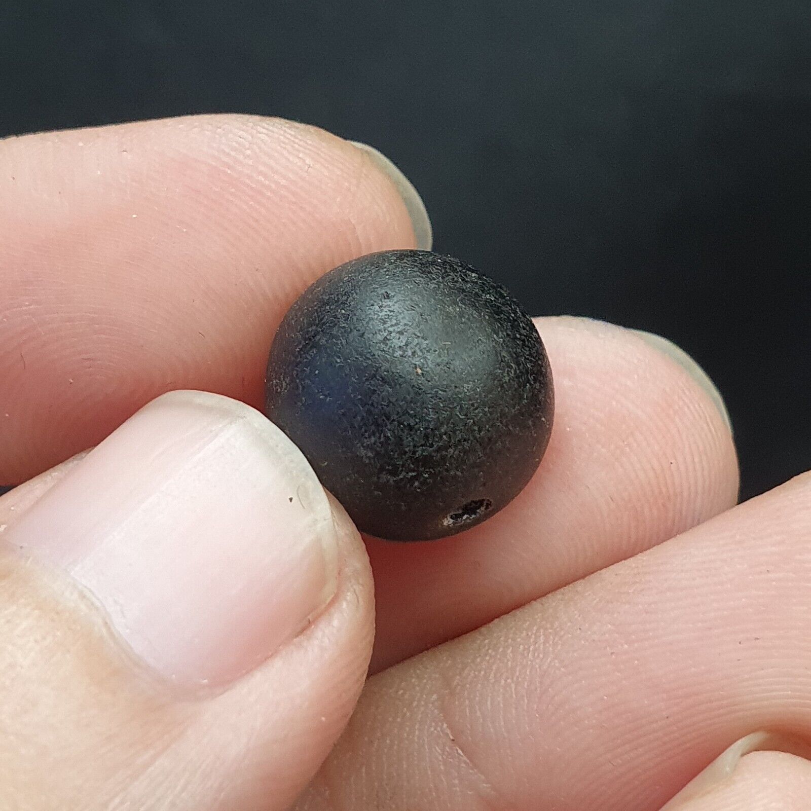 Antique old Himalayan Tibetan Black Stone Seal Agate bead Amulet