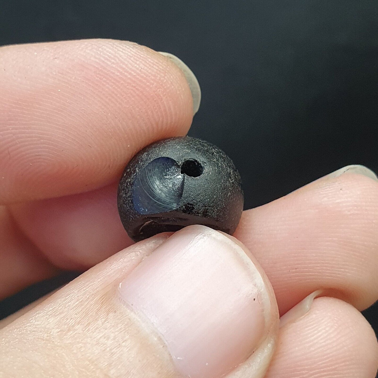 古董老喜馬拉雅西藏黑石印章瑪瑙珠護身符
