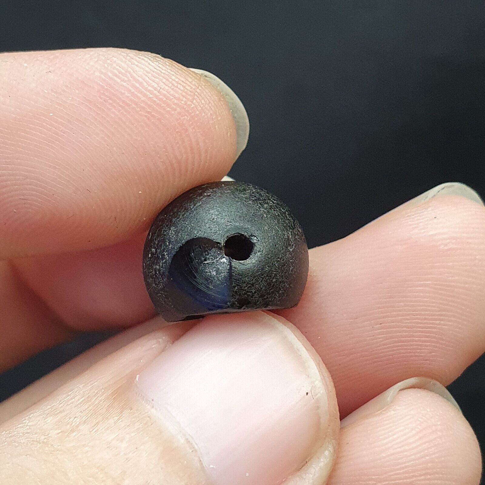 Antique old Himalayan Tibetan Black Stone Seal Agate bead Amulet