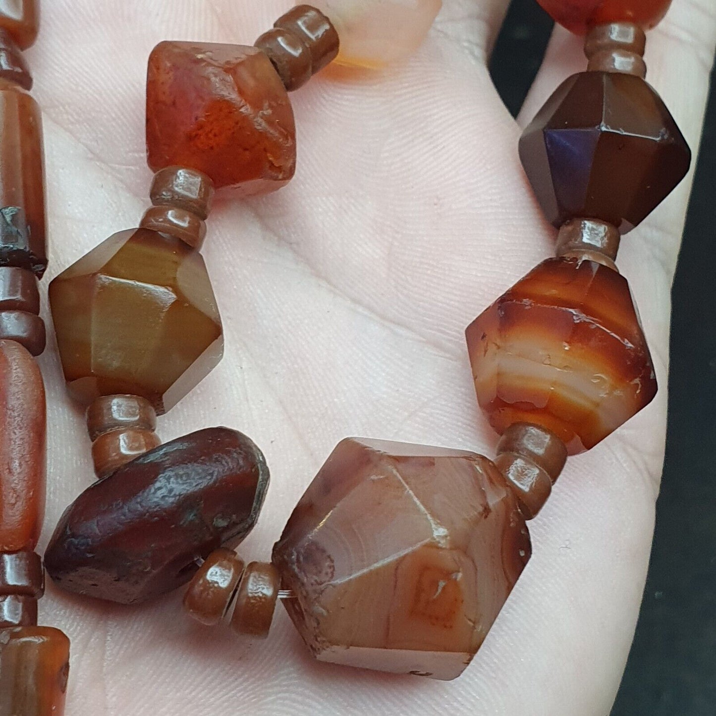 老古代波斯喜馬拉雅非洲紅玉髓珠瑪瑙珠項鍊