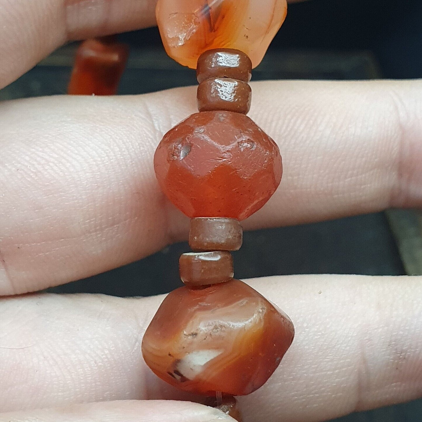 老古代波斯喜馬拉雅非洲紅玉髓珠瑪瑙珠項鍊