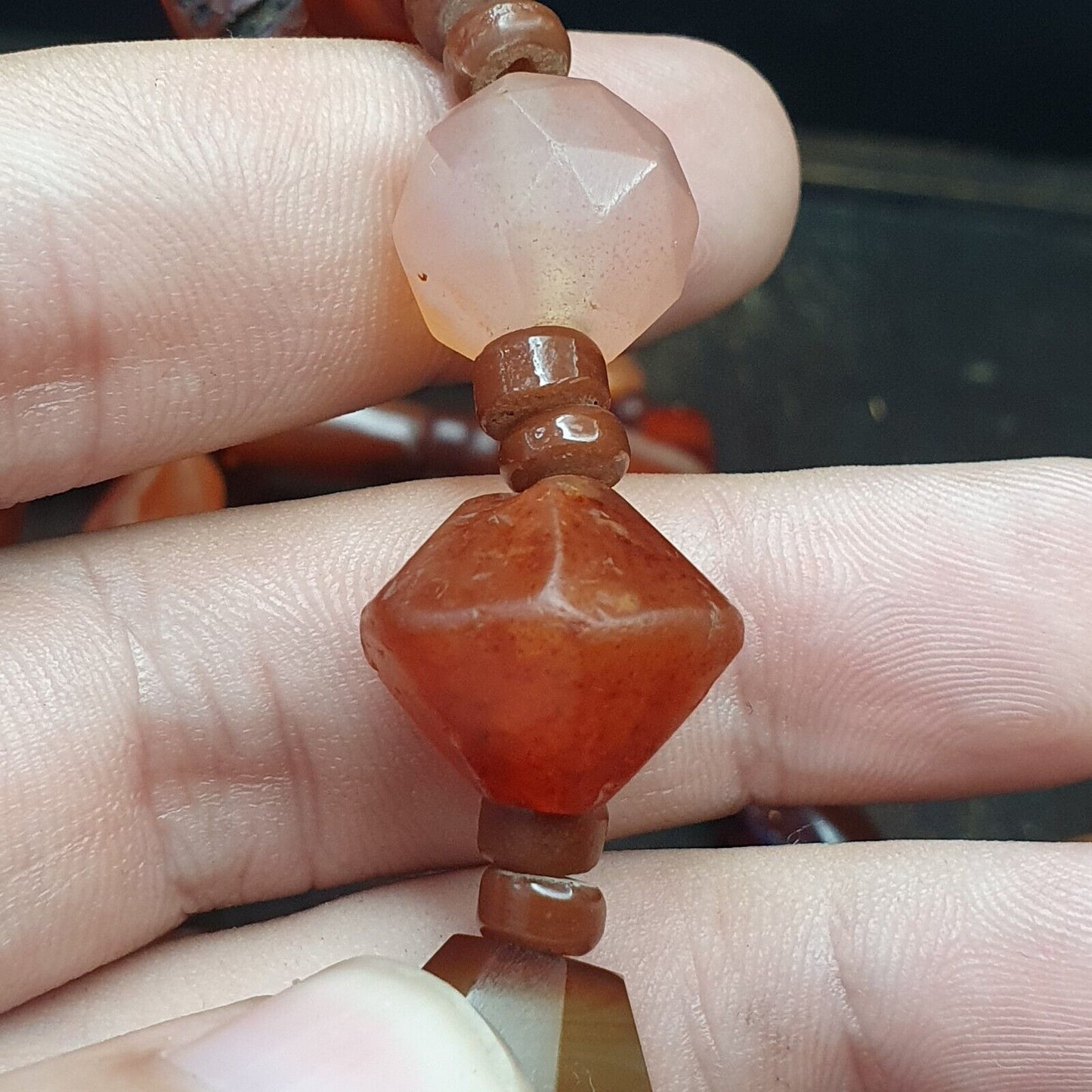 老古代波斯喜馬拉雅非洲紅玉髓珠瑪瑙珠項鍊