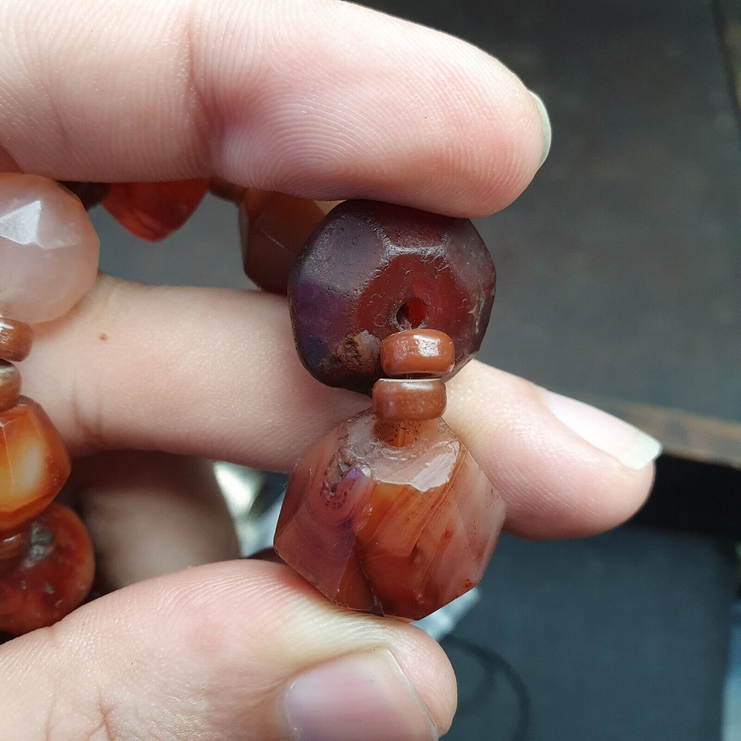 老古代波斯喜馬拉雅非洲紅玉髓珠瑪瑙珠項鍊