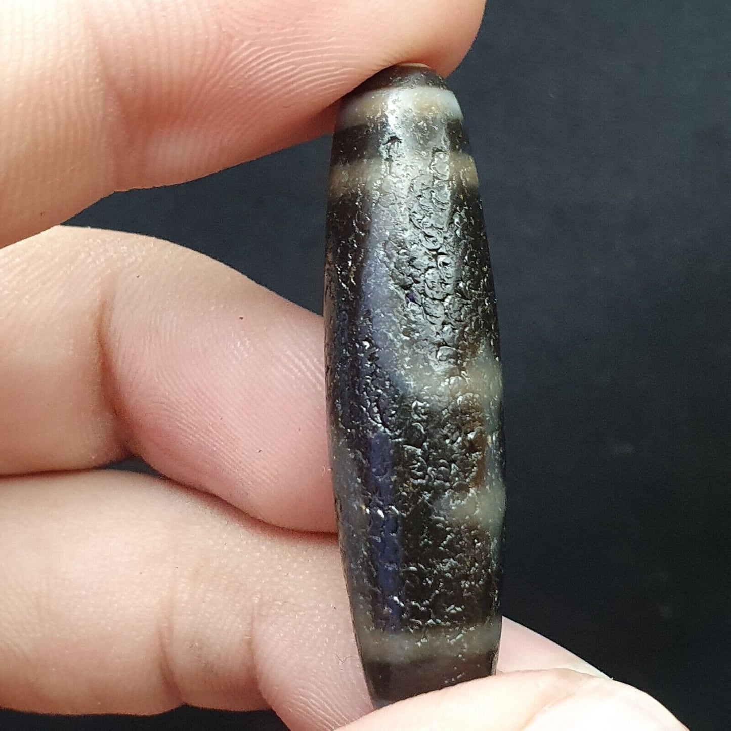 Himalaya-indo-tibetische schöne Achat 5 Augen Muster Dzi Amulett Perle