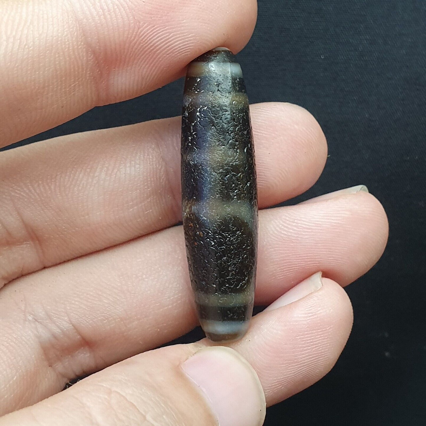 Himalaya-indo-tibetische schöne Achat 5 Augen Muster Dzi Amulett Perle