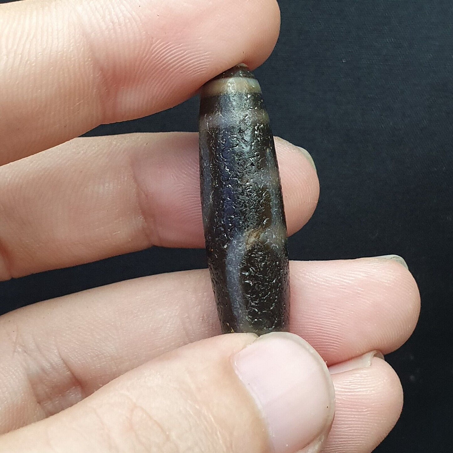 Himalaya-indo-tibetische schöne Achat 5 Augen Muster Dzi Amulett Perle